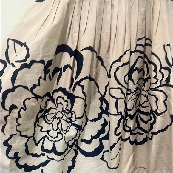 Theory Like New 100% Cotton Navy and Cream Floral Long Tank Tunic Top Size M - Picture 4 of 6